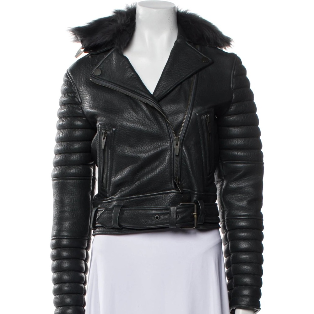 The Arrivals Green Leather Biker Jacket